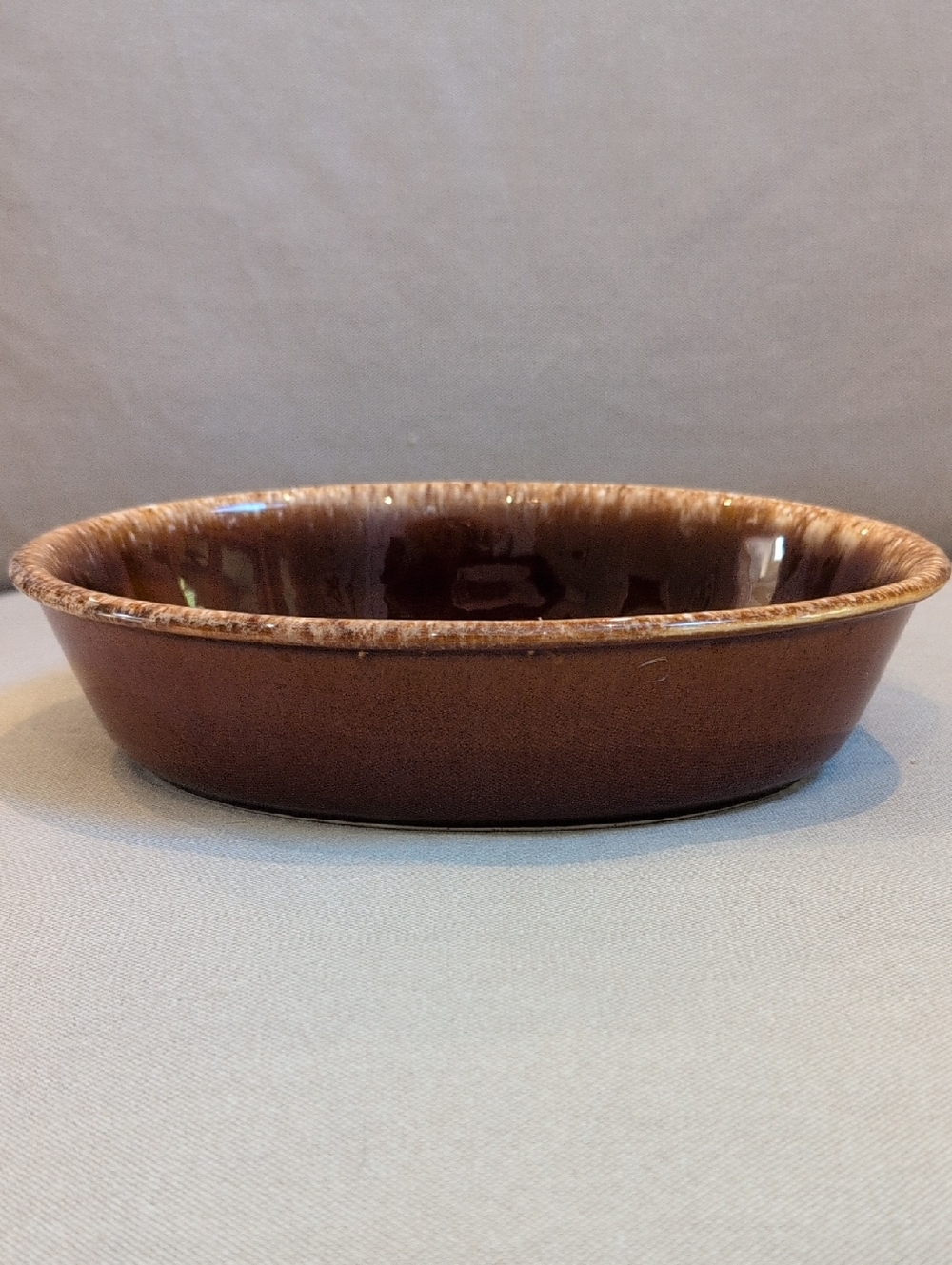 Vintage Hull Pottery 10" Brown Drip Glaze Ceramic Oval Baking Dish MCM